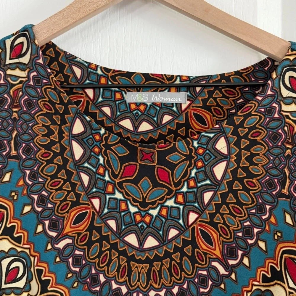 M&S‎ Woman Printed Fit & Flare Dress | Mandala / Boho Print